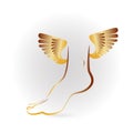 Gold foot and wings logo vector image Royalty Free Stock Photo