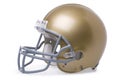 Gold football helmet on white background