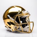 Gold football helmet on a white background