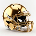 Gold football helmet on a white background