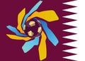 2022 gold football soccer icon of Qatar, abstract banner logo for QATAR 2022 Fifa World Cup template background Royalty Free Stock Photo