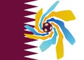 2022 gold football soccer icon of Qatar, abstract banner logo for QATAR 2022 Fifa World Cup template background Royalty Free Stock Photo