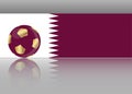 Gold football soccer concept and Flag of Qatar, vector abstract banner for QATAR template background, isolated or grey background Royalty Free Stock Photo