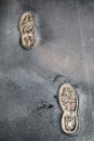 Gold footprints in the sidewalk at a museum Royalty Free Stock Photo