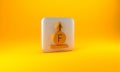 Gold Force of physic formula calculation icon isolated on yellow background. Silver square button. 3D render