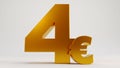 gold four euro isolated on white background, golden 4 euro