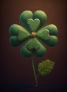 Gold four leaf clover in gold heart pattern. Illustration