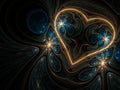 Gold fractal heart on dark background Royalty Free Stock Photo