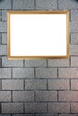 Gold frame on Background of stone. Royalty Free Stock Photo