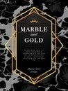 Gold Frame Banner on Black Marble Background Royalty Free Stock Photo