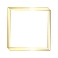 Gold frame. Beautiful simple golden design. Vintage style decorative border, isolated on white background. Deco elegant Royalty Free Stock Photo