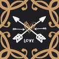 Gold frame and boho arrows logo Royalty Free Stock Photo