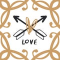 Gold frame and boho arrows logo Royalty Free Stock Photo