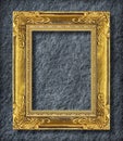 gold frame on Dark grey black slate background or texture