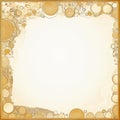 a gold frame with circles and bubbles on a beige background Royalty Free Stock Photo