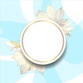 Gold frame. 3D paper cutout. Leaves and flowers from golden threads. Original frame with summer flowers in vintage style Royalty Free Stock Photo