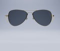 Gold frame 3D Rendered Aviator Tinted sunglasses isolated on neutral background