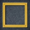 Gold frame on Dark grey black slate background or texture Royalty Free Stock Photo