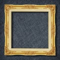 Gold frame on Dark grey black slate background or texture Royalty Free Stock Photo