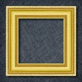 Gold frame on Dark grey black slate background or texture Royalty Free Stock Photo