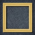 A minimal golden frame on Dark grey black slate background or texture Royalty Free Stock Photo