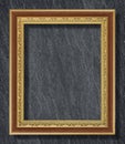 gold frame on Dark grey black slate background or texture Royalty Free Stock Photo