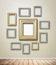 Gold Frame decor on wallpaper with light flare.