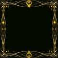 Gold frame with glare and radiance, blank for a card, isolated on black Royalty Free Stock Photo