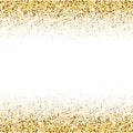 Gold frame glitter texture isolated on white background. Gilded abstract particles. Sparkle element for greeting card