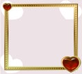 Gold frame jewelry red hearts Royalty Free Stock Photo