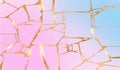 Gold frame. Kintsugi on a gradient background. Gold texture. Glitter and sparkles. Broken stone effect from luxurious marble. Royalty Free Stock Photo