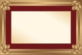 Gold frame with maroon passport for a photo or a d Royalty Free Stock Photo