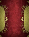 Gold frame with patterns of flowers on red background. Element for design. Template for design. copy space for ad brochure or anno Royalty Free Stock Photo