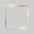 Gold frame, realistic golden texture borders. Vector shiny square frame