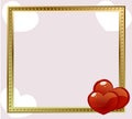 Gold frame red hearts Royalty Free Stock Photo