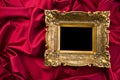 Gold Frame On Red Satin