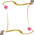 Gold frame roses background