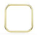 Gold frame square with rounded corners isolated on white