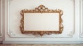 gold frame on white wall Royalty Free Stock Photo