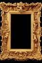 A gold framed picture with a black background Royalty Free Stock Photo