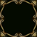 Gold frame with glare and radiance, blank for a card, isolated on black Royalty Free Stock Photo