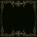 Gold frame with glare and radiance, blank for a card, isolated on black Royalty Free Stock Photo