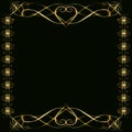 Gold frame with glare and radiance, blank for a card, isolated on black Royalty Free Stock Photo