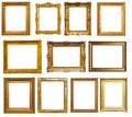 Gold frames. Isolated over white Royalty Free Stock Photo