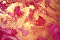 Gold, fuchsia and pink abstract alcohol ink marble texture