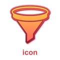 Gold Funnel or filter icon isolated on white background. Vector Royalty Free Stock Photo