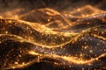 gold Futuristic background of points with a dynamic wave Excellent data visualization generative ai