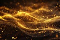 gold Futuristic background of points with a dynamic wave Excellent data visualization generative ai