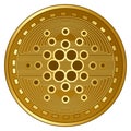 Gold futuristic cardano cryptocurrency coin vector illustration