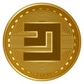 Gold futuristic emercoin cryptocurrency coin vector illustration